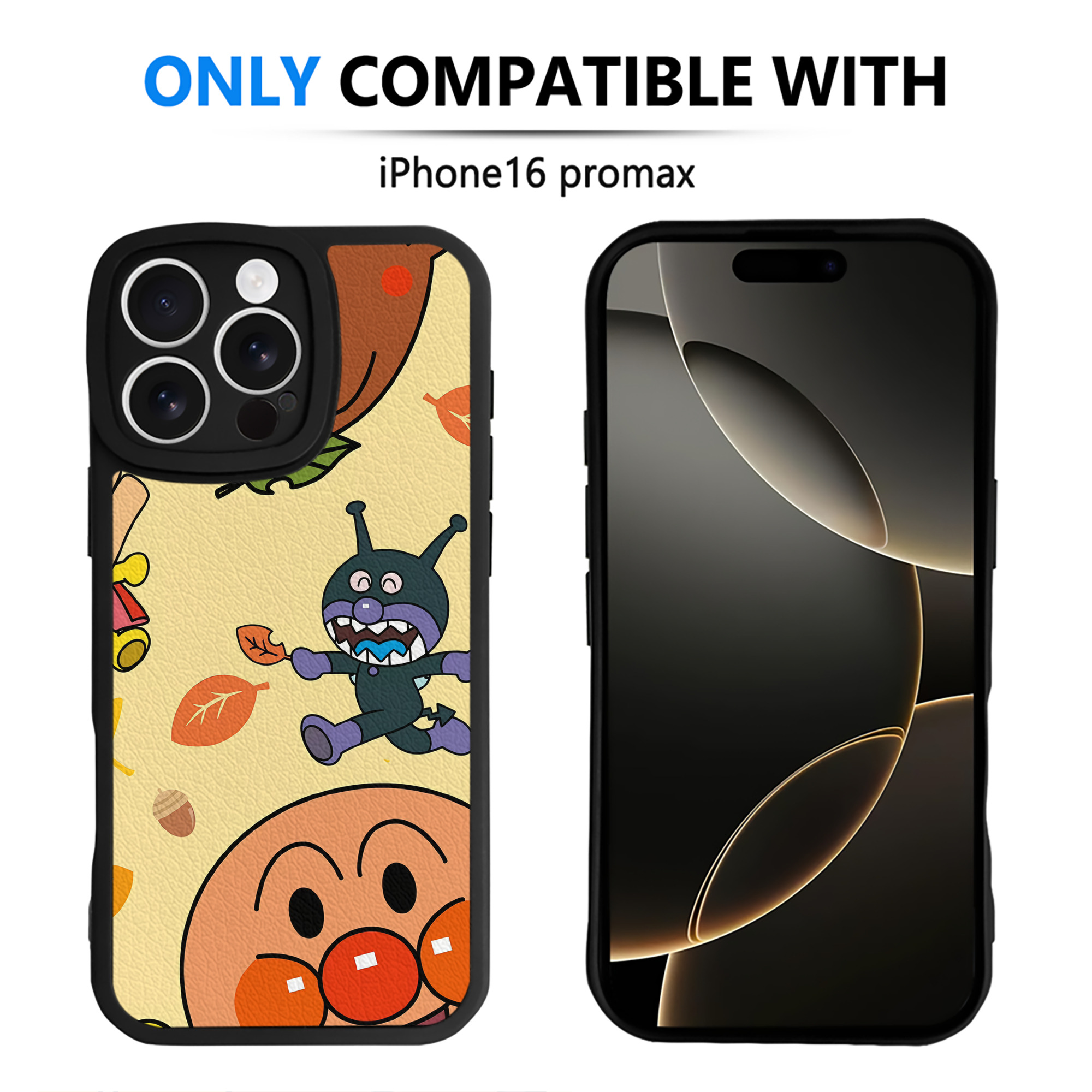（画像用） アンパンマン Anpanman 【iPhone 16シリーズ対応】シリコンスマホケース（レザー調） 材質：シリコン